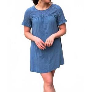 NEW HEM & THREAD nashua eyelet mini dress in blue
